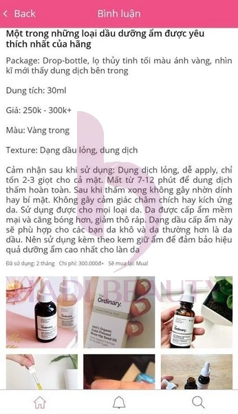 đánh giá The Ordinary 100% Organic Cold Pressed Rosehip Seed Oil