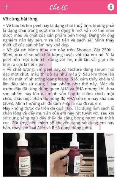 đánh giá The Ordinary AHA 30% và BHA 2% Peeling Solution