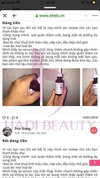 đánh giá The Ordinary Caffeine Solution 5% + EGCG