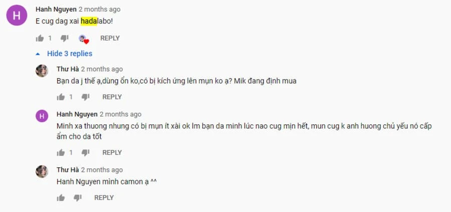 Khách hàng sau khi sử dụng SRM của Hada Labo chia sẻ