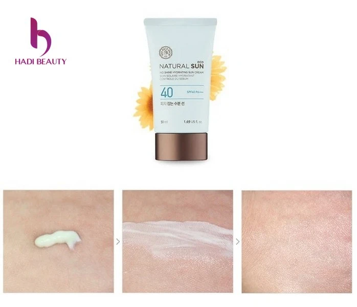 Kem chống nắng cho da khô Natural Sun Eco No Shine Hydrating Sun Cream Spf40 không gây bít tắc da
