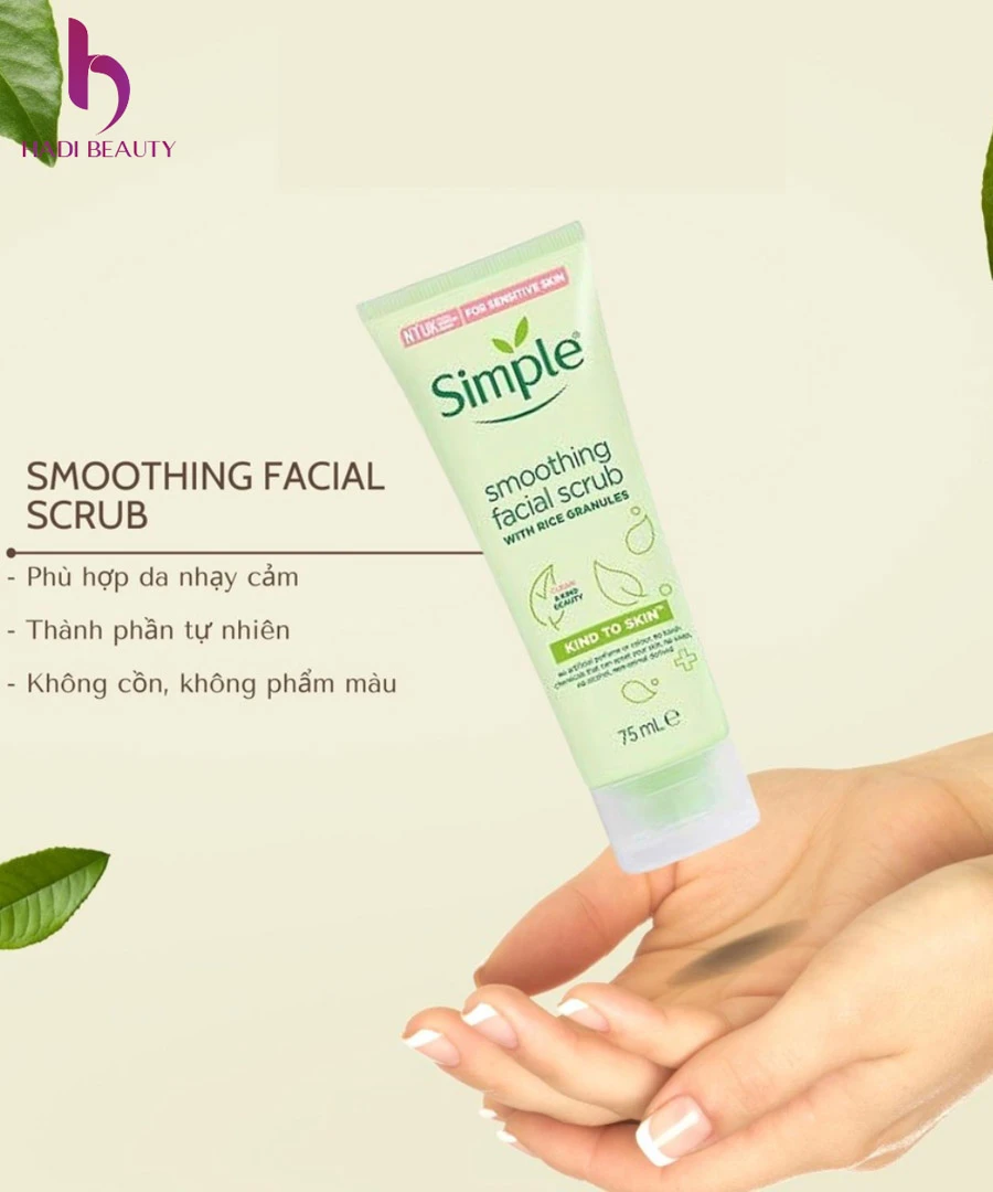 Tẩy tế bào chết từ 1-2 lần/1 tuần với mỹ phẩm Simple